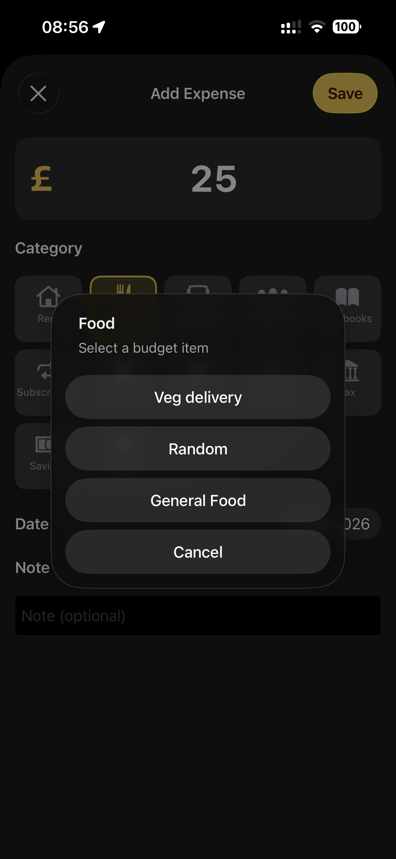 UniWallet Expenses Screen